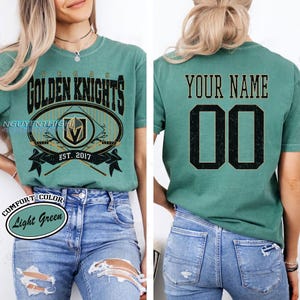 Personalized Comfort Colors® Vegas Golden Knights T-Shirt | Comfort Colors T-Shirt for Hockey Fans | Custom Number | Retro Team Shirt