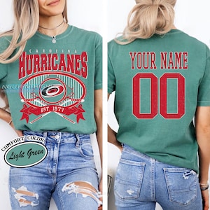Personalized Comfort Colors® Carolina Hurricanes T-Shirt | Comfort Colors T-Shirt for Hockey Fans | Custom Number | Retro Team Shirt