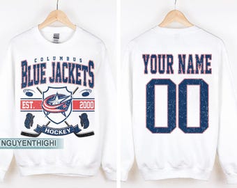 Custom Columbus Blue Jackets Sweatshirt Crewneck, Vintage Blue Jackets shirt, Columbus Hockey Fan shirt, Hockey Tee, Blue Jackets Sweatshirt