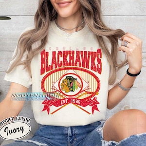 Comfort Colors® Chicago Blackhawks Hockey T-shirt, Custom Vintage Graphic Tee, Chicago Hockey Gift For Fan