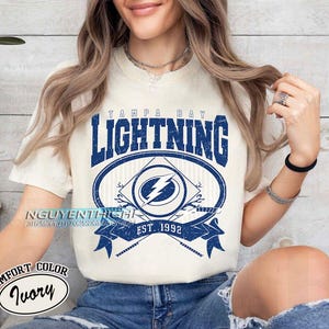 Comfort Colors® Tampa Bay Lightning Hockey T-shirt, Custom Vintage Graphic Tee, Tampa Bay Hockey Gift For Fan