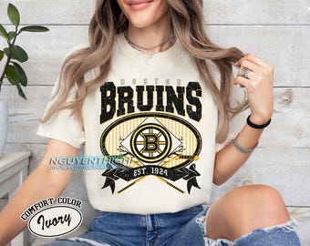 Comfort Colors® Boston Bruins Hockey T-shirt, Custom Vintage Graphic Tee, Boston Hockey Gift For Fan