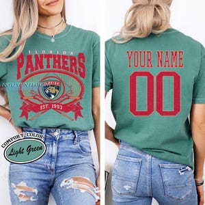 Personalized Comfort Colors® Florida Panthers T-Shirt | Comfort Colors T-Shirt for Hockey Fans | Custom Number | Retro Team Shirt