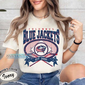 Comfort Colors® Columbus Blue Jackets Hockey T-shirt, Custom Vintage Graphic Tee, Columbus Blue Hockey Gift For Fan