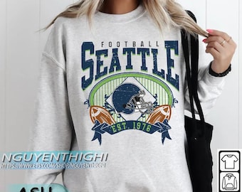 Vintage Seattle Football Sweatshirt, Retro Game Day Crewneck Pullover, Unisex Sports Fan Shirt, Classic Emerald City Apparel Gift
