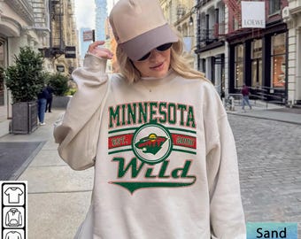 Vintage 90s Minnesota Wild Hockey Sweatshirt, Retro Wild Ice Hockey Team Crewneck, Minnesota Wild Shirt, Minnesota Wild hokcey Fan