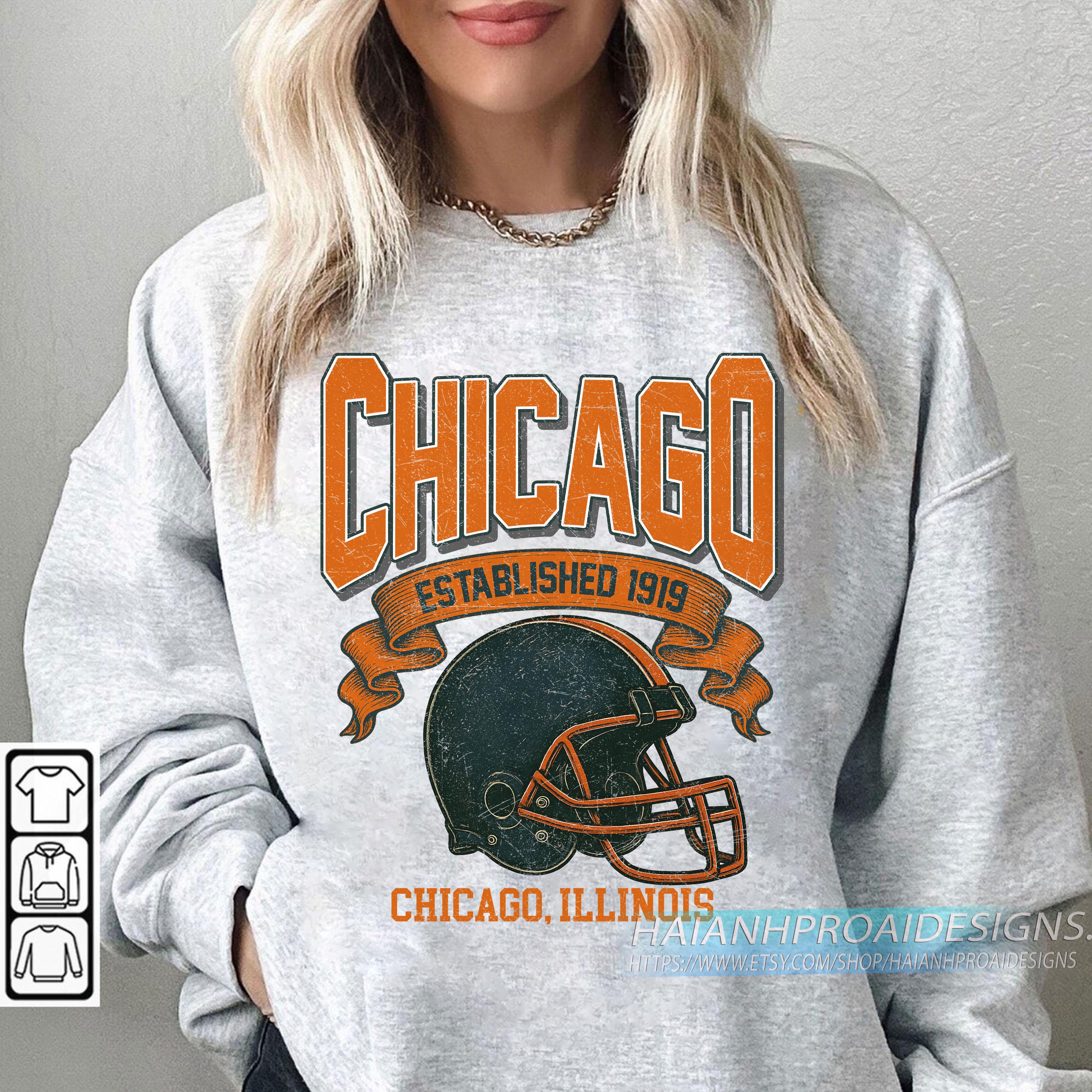 1919 football helmets Chicago Football 1919 Retro Sweatshirt, Vintage Helmet Crewneck, Classic  Illinois Pride Sweater, Game Day Fan Gift Shirt