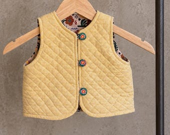Yellow gingham toddler vest