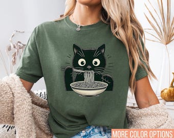 Noodle Cat Shirt, Comfort Colors Cat T-shirt, Ramen Cat shirt, Cat Lover Shirt, Kawaii shirt, Cat Lover Gift, Foodie Lover Shirts, Cat Tee