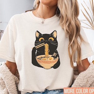 Noodle Cat Shirt, Comfort Colors Cat T-shirt, Ramen Cat shirt, Cat Lover Shirt, Kawaii shirt, Cat Lover Gift, Foodie Lover Shirts, Cat Tee