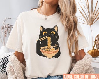 Noodle Cat Shirt, Comfort Colors Cat T-shirt, Ramen Cat shirt, Cat Lover Shirt, Kawaii shirt, Cat Lover Gift, Foodie Lover Shirts, Cat Tee