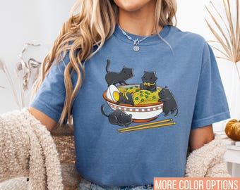 Noodle Cat Shirt, Comfort Colors Cat T-shirt, Ramen Cat shirt, Cat Lover Shirt, Kawaii shirt, Cat Lover Gift, Foodie Lover Shirts, Cat Tee