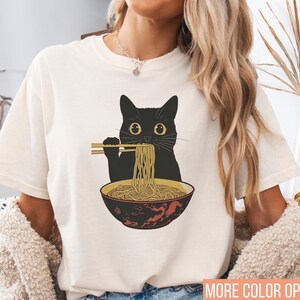 Noodle Cat Shirt, Comfort Colors Cat T-shirt, Ramen Cat shirt, Cat Lover Shirt, Kawaii shirt, Cat Lover Gift, Foodie Lover Shirts, Cat Tee