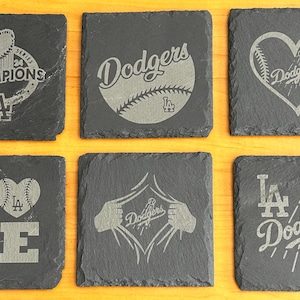 MLB Slate Coasters for Dodgers fans The coasters come in sets of 6, available in either 4&quot;x4&quot; square or round|