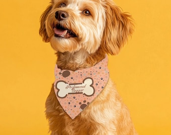 Funny Small Dog Bandana - Professional Beggar Design, Walking with My Paw-see fashion attire for the Village, getting a Pup Cup, Must Have