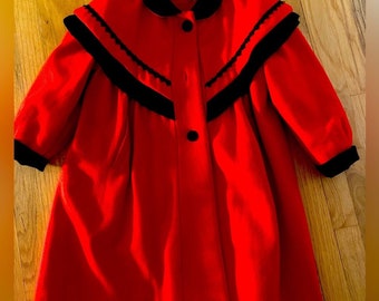 Rothschild vintage wool winter holiday red girls coat 6x