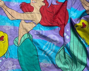 Vintage Ariel little mermaid twin flat sheet vintage fabric