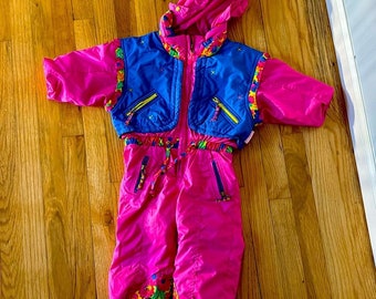 Obermeyer vintage kids Maui ski snow suit neon pink size preschool xs 2t