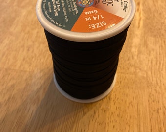 New spool flat .25 1/4 inch elastic black