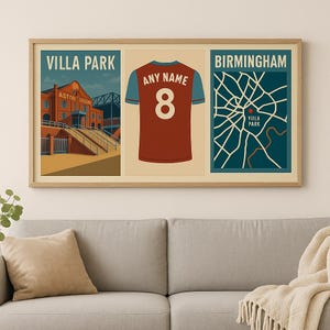 Aston Villa Poster Bundle | Villa Park Print | Birmingham Map | Custom Shirt Print | AVFC Digital Download | Gift for Villa Fans