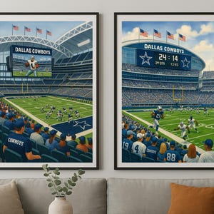Dallas Cowboys Stadium Art Print Set: NFL Football, AT&T Stadium (Digital Download)