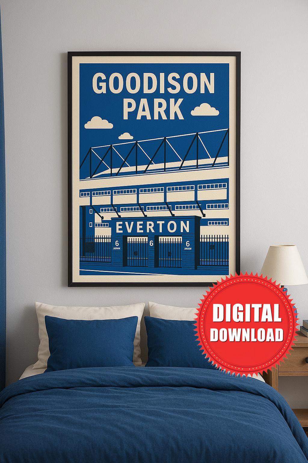 Bold Goodison Park Everton Stadium Print for Football Fans - Digital Download