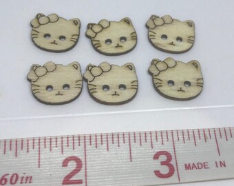 Cat Face Cat Buttons Cute Kitty Craft Embellishment Supply Unique Sewing Fasteners Grab Bag Kitten Buttons Flatback Wooden Buttons