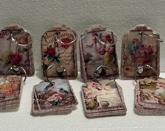 Juego de 16 gotas de hilo con temática de rosas vintage con anillo / Punto de cruz / Bordado