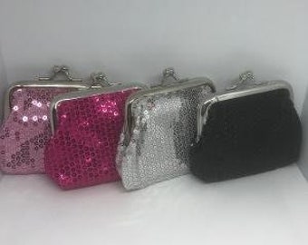 Retro Vintage Sequin Small Clutch Wallet Coin Purse for Change