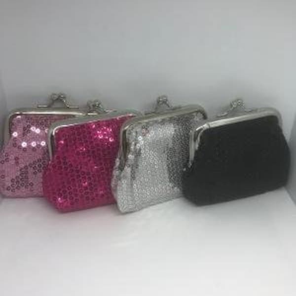 Retro Vintage Sequin Small Clutch Wallet Coin Purse for Change