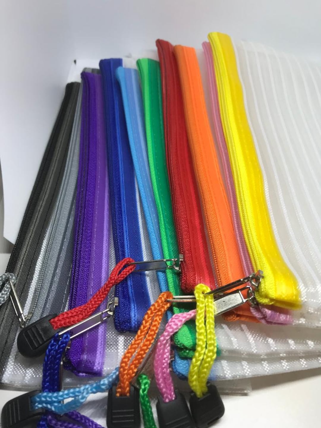 9 X 4.7 Small Clear Colored Zipper Bag Mesh Vinyl Zippered Project Bag