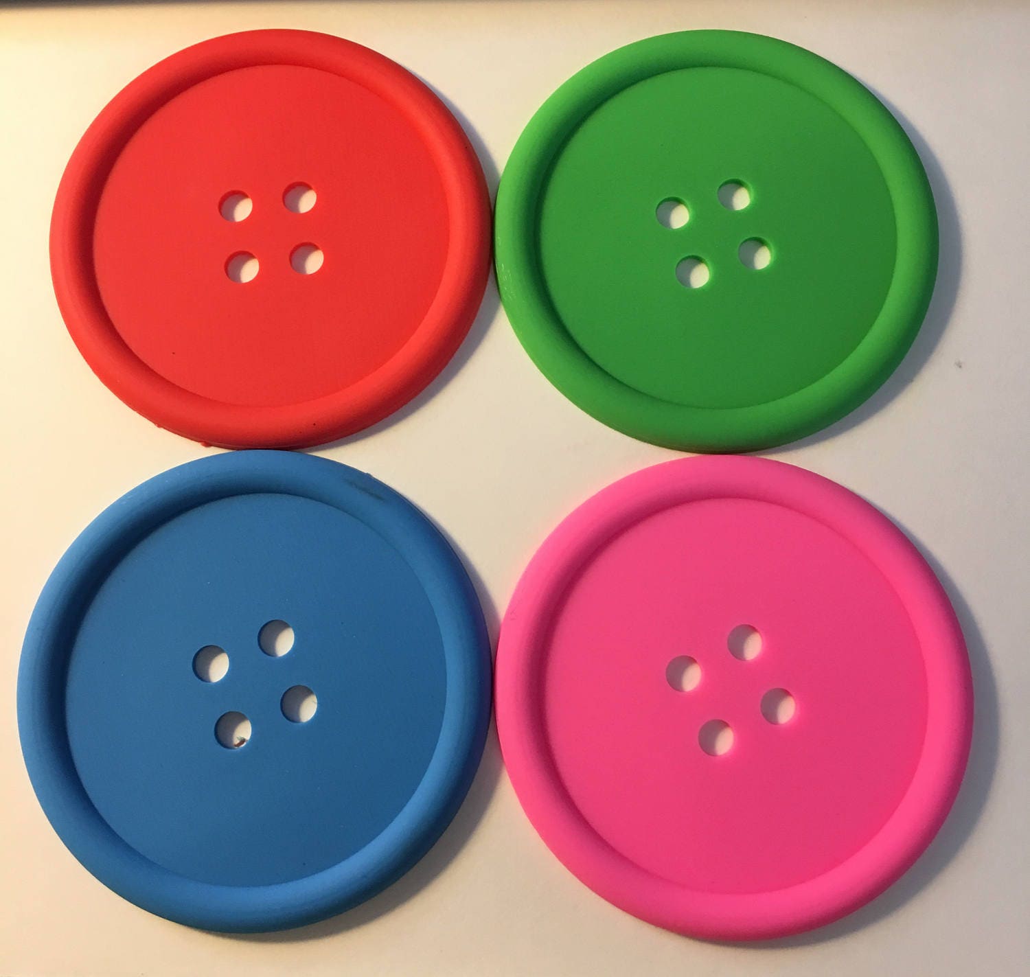 Button Coasters Craft Room Buttons Coasters Button Collector Etsy