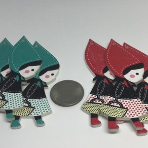 Little Red or Blue Riding Hood Wooden | NEEDLE MINDER | Cross Stitching | Cross Stitch | Embroidery | Hand Embroidery | Needlepoint