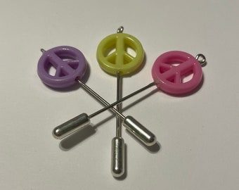 Set of 3 Pastel Peace Signs Marking Pins | Stitch Markers | Knitting | Cross Stitching | Cross Stitch | Hand Embroidery | Needlepoint