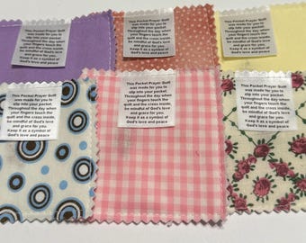 Pocket Prayer Quilt with Cross Inside | Adult or Childs | Prayer Printed on Clothing Label