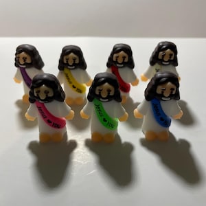 Gesù Bambino in gomma / con fascia "Gesù ti ama" / Bomboniere religiose / Statuetta di Gesù Bambino