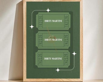 Impresión de Martini Sucio: Arte de cóctel verde, decoración de carrito de bar (Descarga digital)