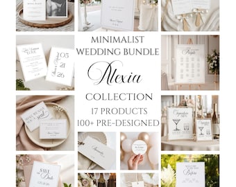 Wedding Invitation Suite, Minimalist Wedding Signage, Reception Sign, Wedding Tag, Wedding Program, Itinerary, Wedding Invitation Bundle