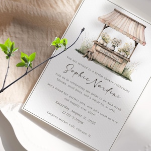 Farmers Market Bridal Shower Invitation: Floral Canva Template (Digital Download