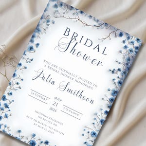 Dusty Blue Bridal Shower, Something  Blue, chinoiseries invitation, blue bridal shower invitation, blue, something blue before I do