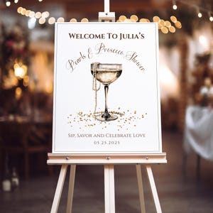 Pearls & Prosecco Bridal Shower Welcome Sign: Editable Canva Template (Digital Download