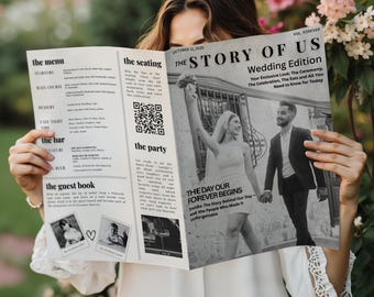 Wedding Newspaper Template,  Wedding Magazine, Newspaper Program, Canva Template, Magazine Template, Wedding Newspaper Template Canva
