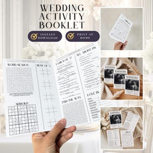 Wedding Activity Bundle, Folded Wedding Table Games, Wedding Activity Sheets, Canva Template, Reception Games, Sip and Solve  Activity