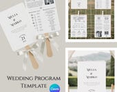 Wedding Program Template, Wedding Program Fan Template, Newspaper Program,  Customizable Wedding Program, Newspaper Program Canva Template