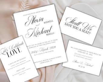 Minimalist Wedding Invitation,  Luxury Wedding Invitation Suite, Elegant Wedding Invitation, Old Money Invitation, Timeless Wedding Suite