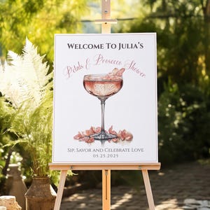 Petals and Prosecco Welcome Sign: Bridal Shower Decor (Editable Template, Printable, Digital Download)