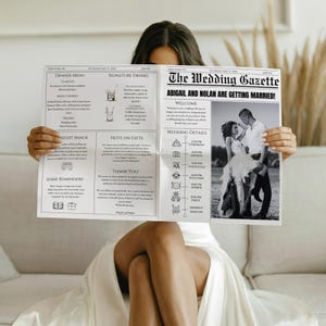 Wedding Newspaper Program, Wedding Program Canva Template, Wedding Newspaper Canva, Editable Wedding Newspaper Print, Newspaper Poster