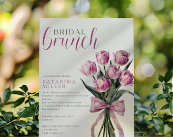 Tulip Bridal Shower Invitation, Spring Brunch Invitation, Spring Bridal Shower Invitation, Sprint Flowers Bridal Shower Invitation Template