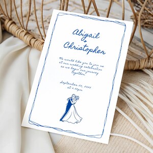 Handgeschriebene Hochzeitseinladungsvorlage, Doodle-Hochzeitseinladung, Hochzeitseinladung, handgeschriebenes Einladungsset, wunderliche Karten