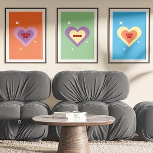 Candy Hearts Print, Galentine’s Day, Pastel Valentine’s Wall Art, Conversation Hearts Print, Soft February Printable Wall Art